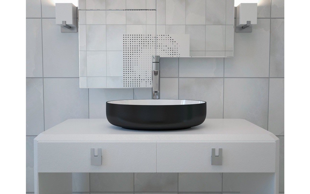 Aquatica Metamorfosi-Blck-Wht Oval Ceramic Bathroom Vessel Sink picture № 0
